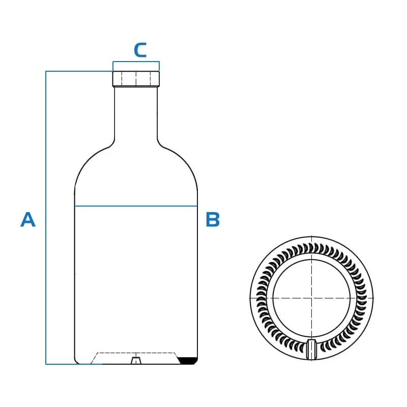 750ml 680g surface frosted rum bottle