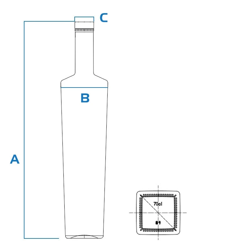 700ml 950g rectangular vodka bottle