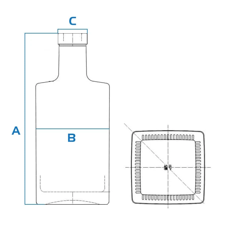 700ml 950g square whisky bottle