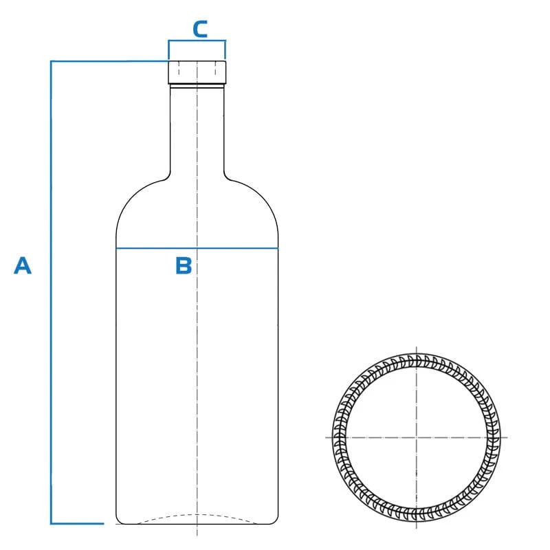 750ml 680g rum glass bottle