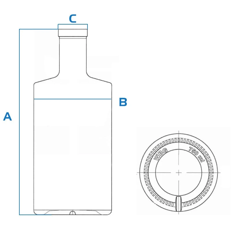 750ml 750g classic rum bottle