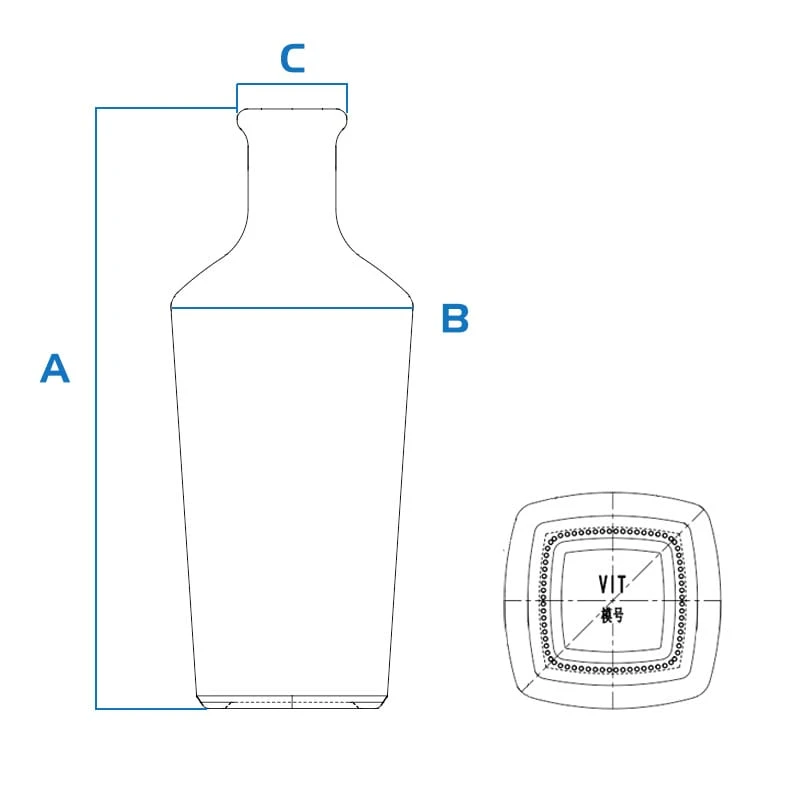 700ml 850g square thick bottom bottle