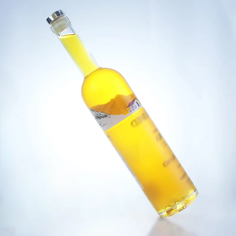 063-750ml round tall glass bottle screen print with long neck