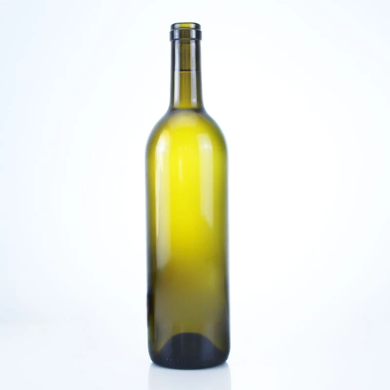 265-750ml round glass wine bottle green color with rise bottom