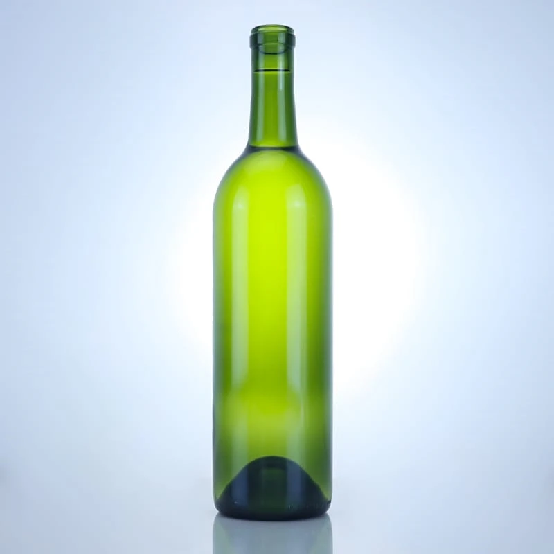 339-750ml green color glass wine bottle with rised bottom