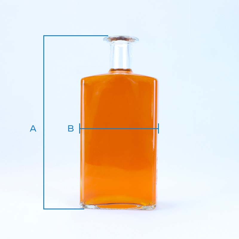 750ml clear square tall spirits glass bottle with stopper