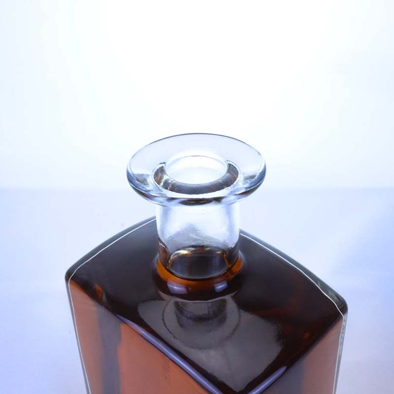 750ml clear square tall spirits glass bottle with stopper