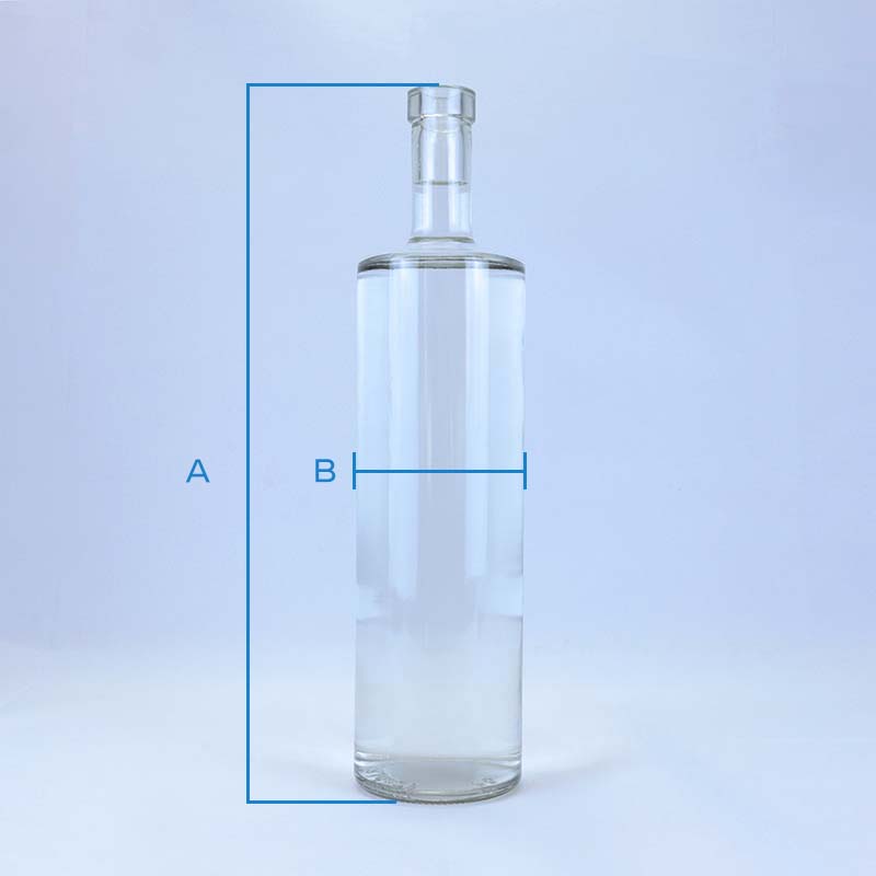 1000ml Clear cylindrical vodka glass bottle