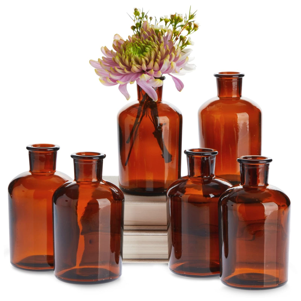 vintage amber glass bottles